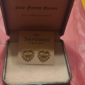 Juicy Couture Gold and Pearl Heart Earrings